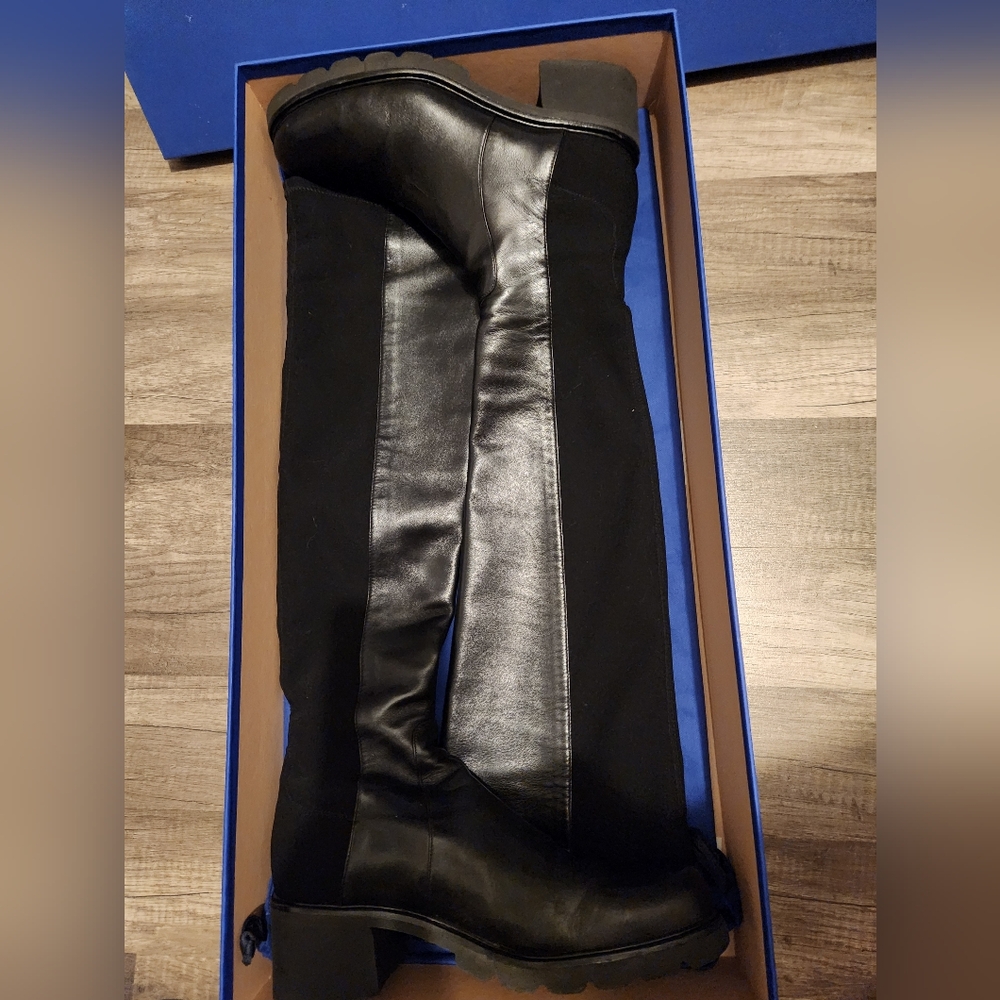 Stuart Weitzman Alina Over The Knee Black Leather Boots